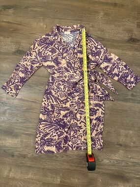 GOA Paris Purple and Cream Printed Wrap Dress Size T1 see measurements